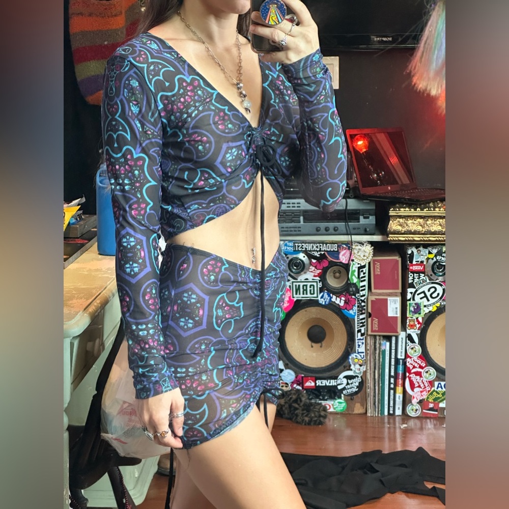 Dolls Kill Club Exx 2 piece mesh set